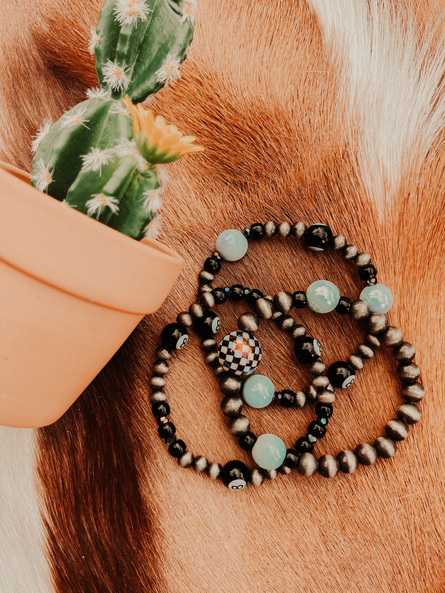 Checkered Disco 8 Ball Bracelet