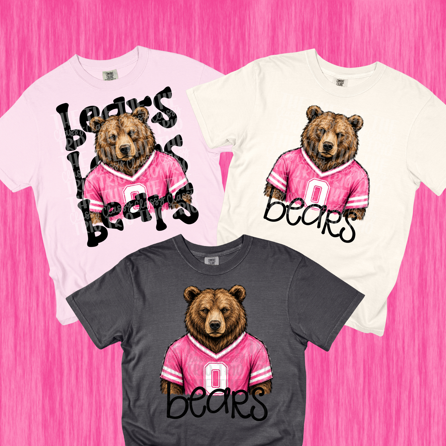 Pink Bears Simple and Stack PNG | Preppy Design School Shirt PNG | Teacher | School Spirit Digital | Trendy