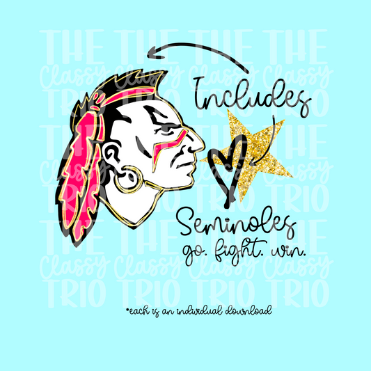 Seminoles Glitz Glam | Team Drawing Digital Design | PNG | Sublimation | Preppy Mascot Design | Kid Adult Shirt Design | Original Creator