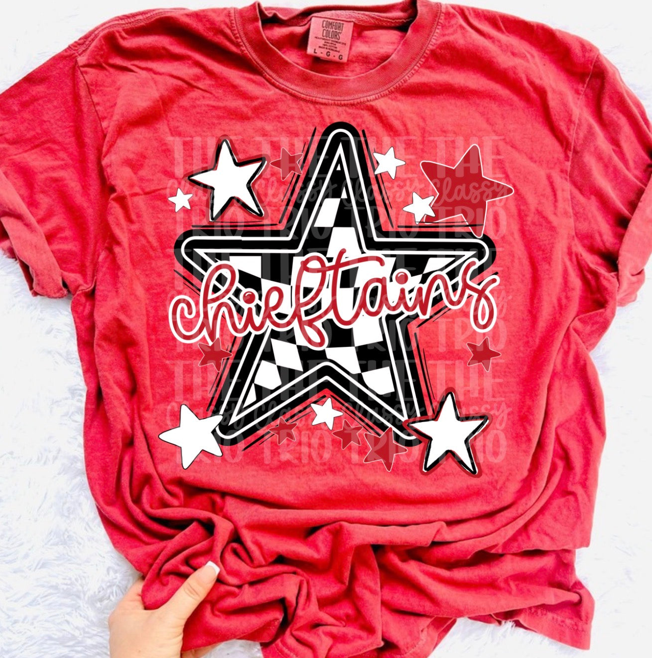 Chieftains Red Checkered Star Mascot PNG | Sports Mom Coquette Design | Game Day Shirt PNG | Team Spirit Mascot | School Spirit Digital | Trendy