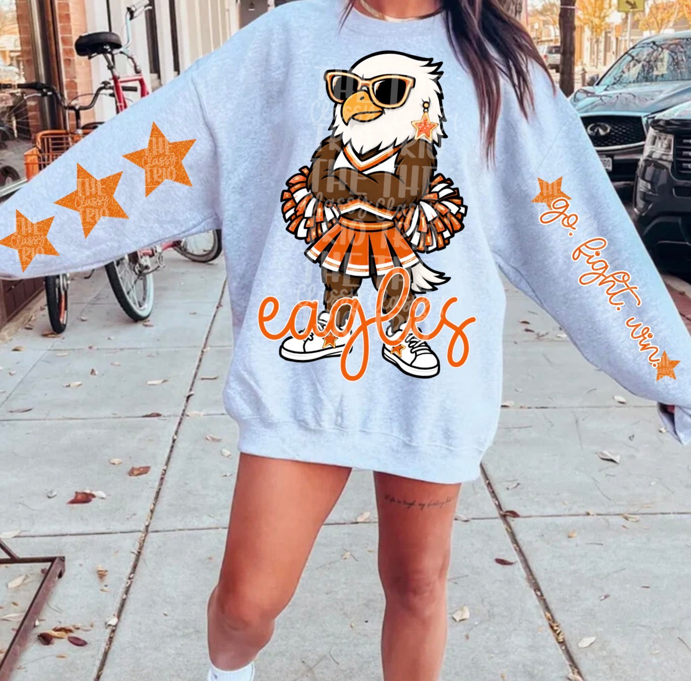 Eagles Orange White Mascot PNG | Team Spirit Sublimation Design, Cheerleading, School Spirit Wear (Digital File)