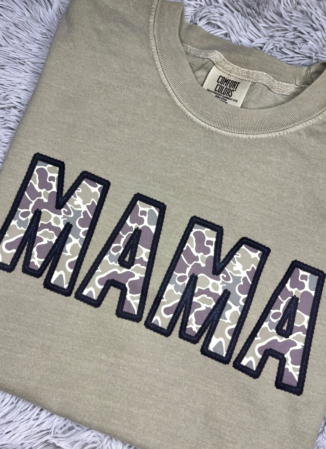 Mama Camo Faux Embroidery Shirt