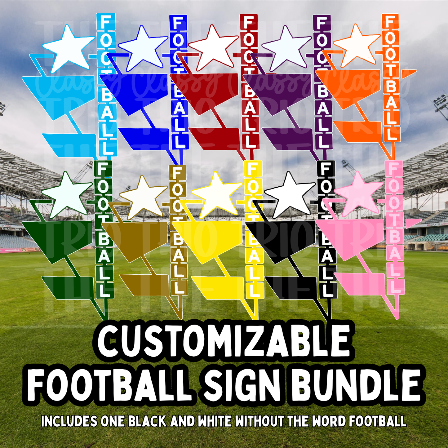 Customizable Football Sign Bundle PNG | Gameday Clipart | Sports Stadium Illustration | Digital Download | Shirt Design PNG | Boutique Graphic