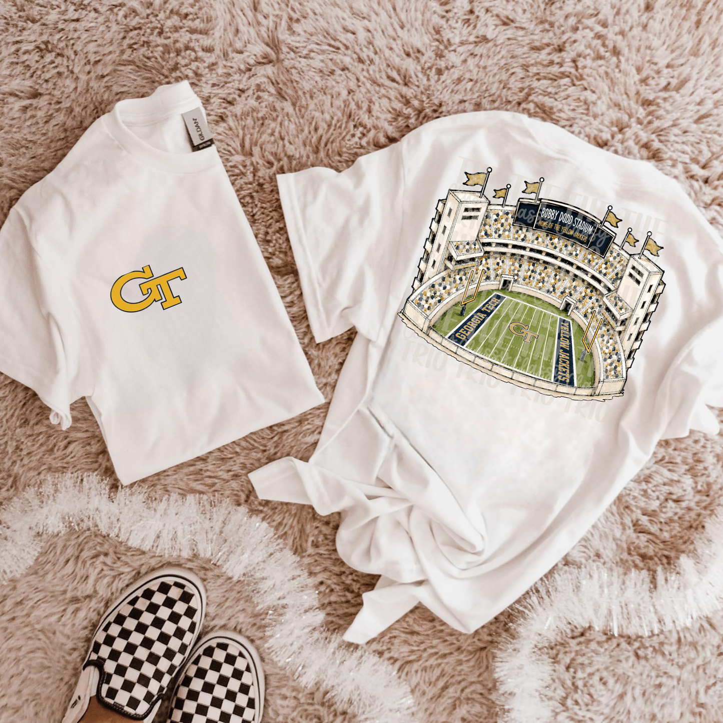 Old Gold & White Black Football Stadium PNG | Gameday Clipart | Sports Stadium Illustration | Digital Download | Shirt Design PNG | Boutique Graphic
