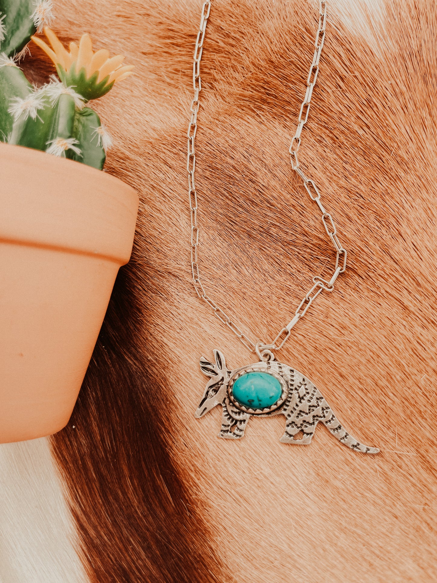 Armadillo Faux Turquoise Necklace