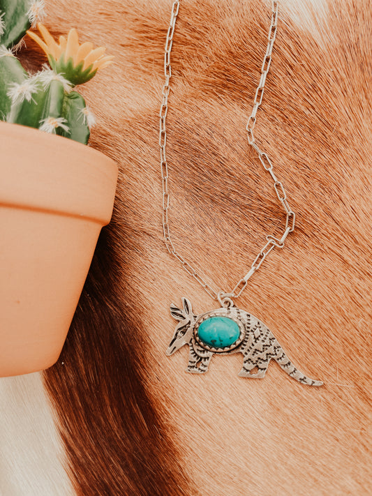 Armadillo Faux Turquoise Necklace