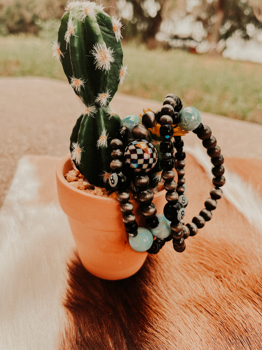 Checkered Disco 8 Ball Bracelet