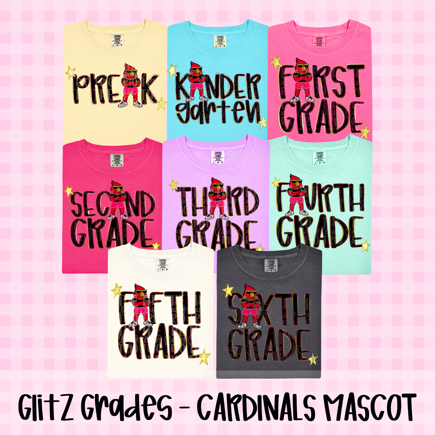 Glitz Cardinals School Grades Bundle PNG | Preppy Design School Shirt PNG | Teacher | School Spirit Digital | Trendy