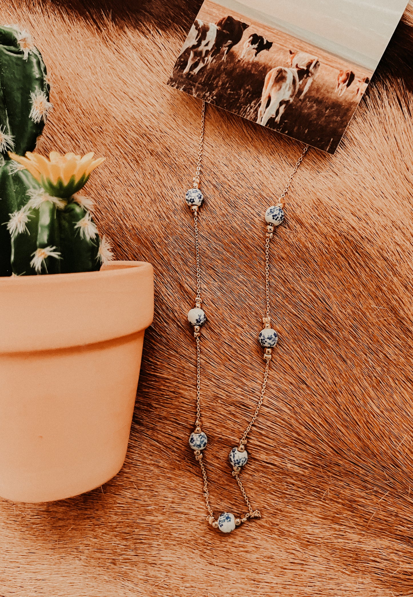 Blue Floral Beaded Necklace