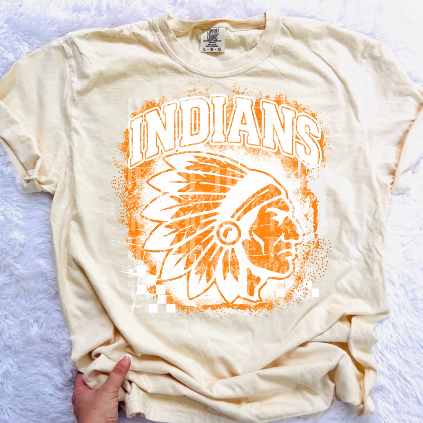 Indians Grudge | Digital Design | PNG | Original Designer | Orange | Retro | Shirt Design | Trend | Vintage Chalk Distressed | School Mascot