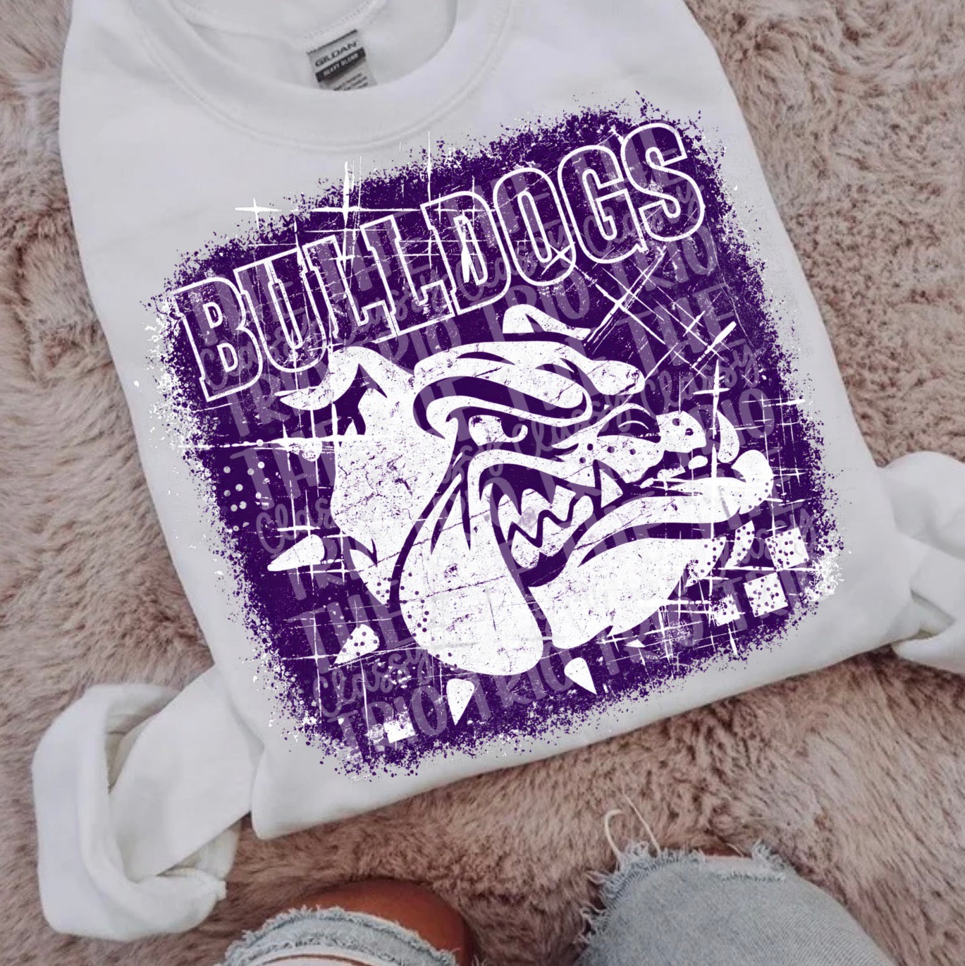 Purple Bulldogs Grudge | Digital Design | PNG | Original Designer Retro Shirt Design Trend | Vintage Chalk Distressed | School Mascot
