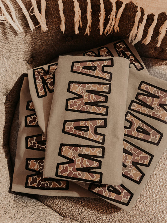 Mama Camo Faux Embroidery Shirt