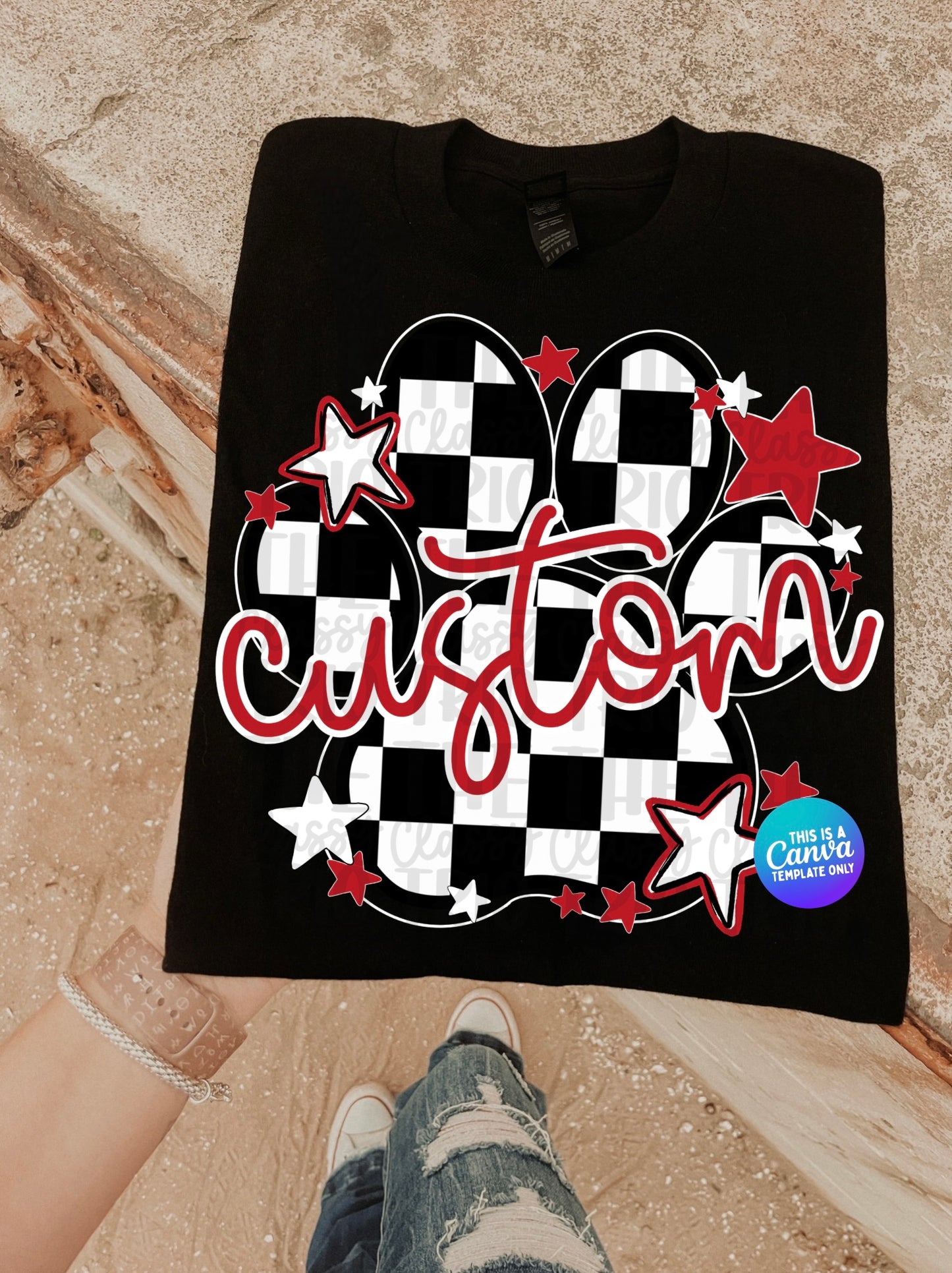 Checkered Paw Mascot Canva Template | Editable Team Shirt Design | Custom Sports Mascot Template | Sublimation & DTF Design