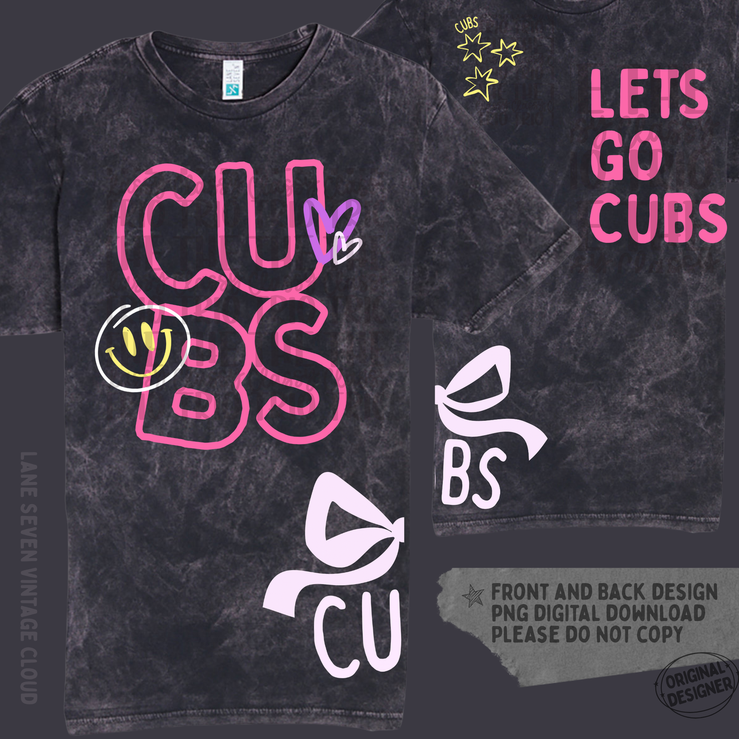 Cubs Doodle | Digital Design | PNG | Sublimation | Shirt Design | Trending | Original Designer | Gift Idea | Bow
