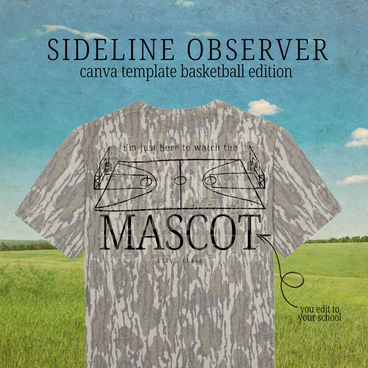 Basketball Sideline Observer Canva Template | Editable Team Shirt Design | Custom Sports Mascot Template | Sublimation & DTF Design