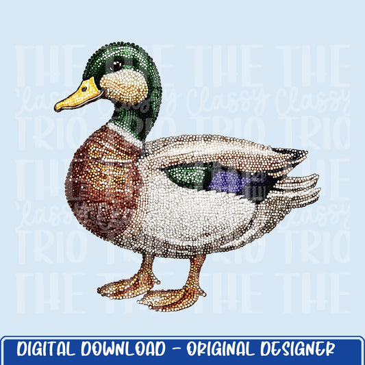 Faux Rhinestone Mallard Duck | Digital Design | PNG | Sublimation | DTF | Agriculture | Hunting Shirt Design | Country | Trending
