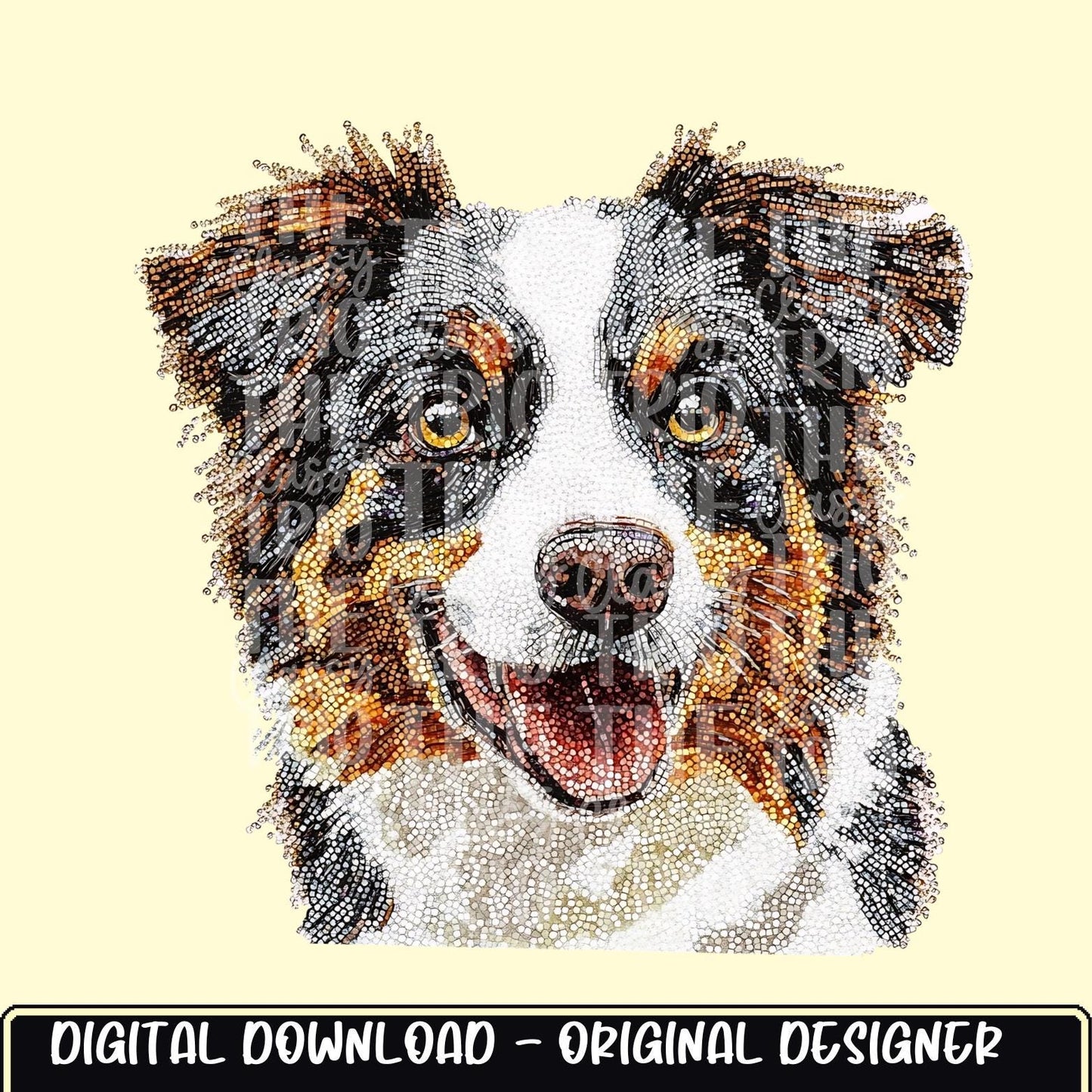 Faux Rhinestone Aussie Dog | Digital Design | PNG | Sublimation | DTF | Dog Breed | Shirt Design | Country | Trending