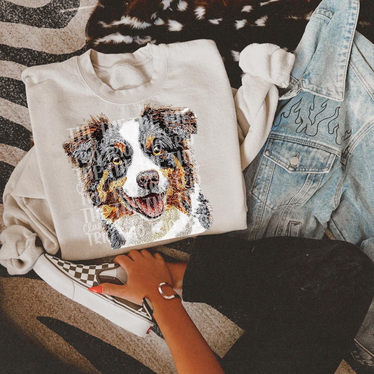 Faux Rhinestone Aussie Dog | Digital Design | PNG | Sublimation | DTF | Dog Breed | Shirt Design | Country | Trending
