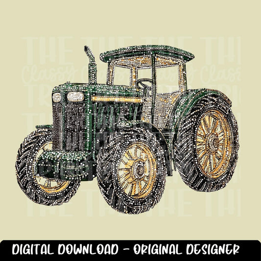 Faux Rhinestone Tractor | Digital Design | PNG | Sublimation | Agriculture | Dazzle | Country Shirt Design | Farmer Wife