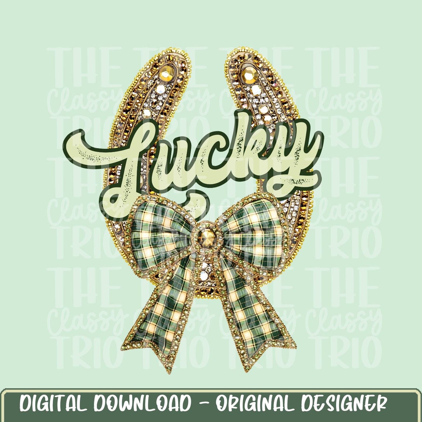 Faux Rhinestone Lucky Horseshoe Bow | Digital Design | PNG | Sublimation | DTF | St Patricks Day | Western Shirt Design | Country | Trending
