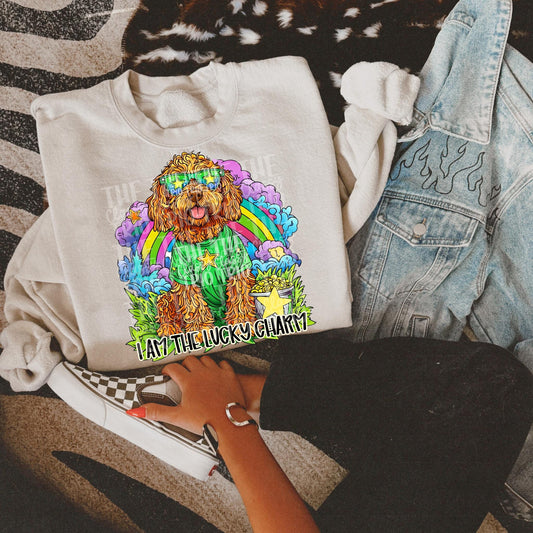 Faux Rhinestone Irish Lucky Dog | Digital Design | PNG | Sublimation | DTF | St Patricks Day | Western Shirt Design | Kid Design | Trending