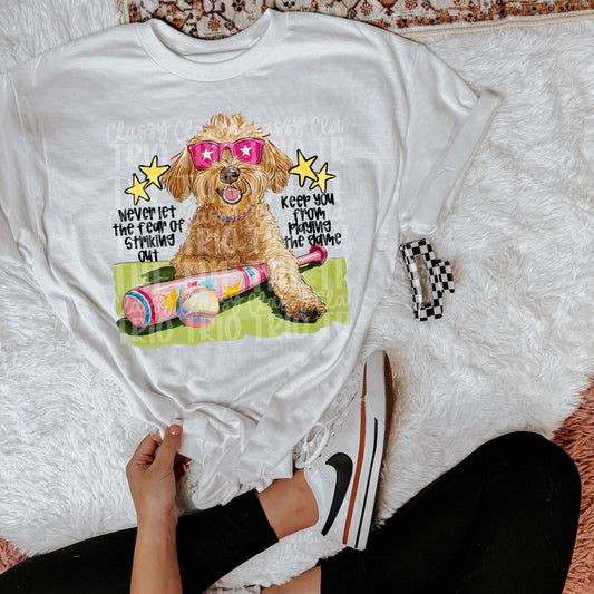 Preppy Baseball Dog Goldendoodle | PNG | Digital Design | Floral | Ball Game| Sublimation | Shirt Design | Sports in Spring