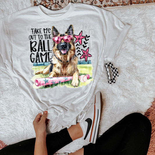 Preppy Baseball Dog German Shepherd | PNG | Digital Design | Floral | Ball Game| Sublimation | Shirt Design | Sports in Spring
