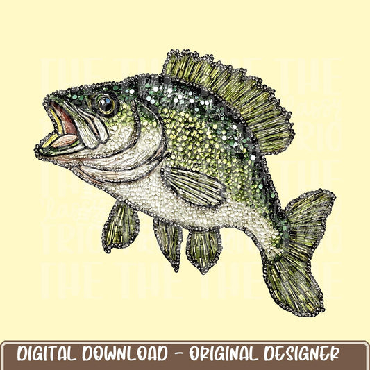 Faux Rhinestone Bass Fishing | Digital Design | PNG | Sublimation | DTF | Agriculture | Dazzle | Shirt Design | Country | Trending