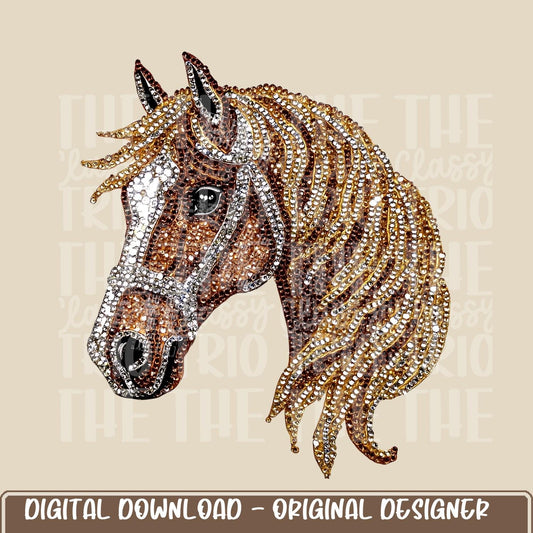 Faux Rhinestone Horse | Digital Design | PNG | Sublimation | DTF | Agriculture | Dazzle | Shirt Design | Country | Trending | Farming