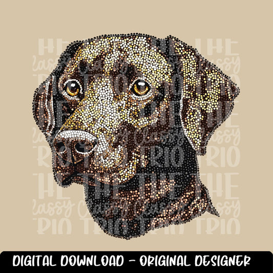 Faux Rhinestone Brown Lab Dog | Digital Design | PNG | Sublimation | DTF | Lab | Shirt Design | Original Designer | Trending