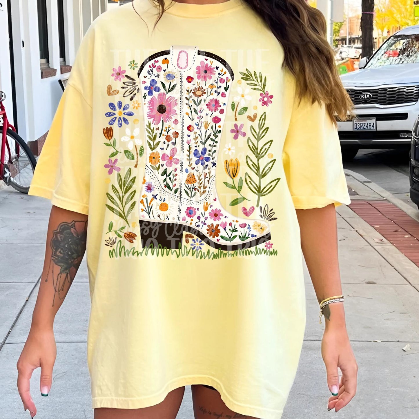 Western Floral Cowboy Boot | Digital Design | PNG | Sublimation | Preppy Flowers | Doodle Chalk | Kid Adult Shirt Design | Original Creator