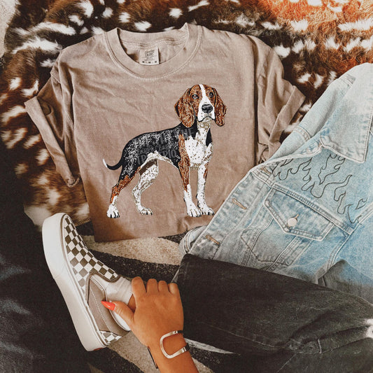 Faux Rhinestone Blood Hound Dog | Digital Design | PNG | Sublimation | DTF | Dog Breed | Shirt Design | Hunting Dog Country | Trending