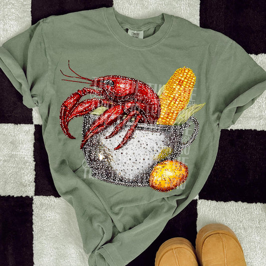Faux Rhinestone Crawfish Boil | Digital Design | PNG | Sublimation | DTF | Crawfish | Shirt Design | Country | Trending
