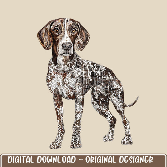 Faux Rhinestone GSP Dog | Digital Design | PNG | Sublimation | Agriculture | German Shorthair Pointer | Shirt Design | Country | Trending