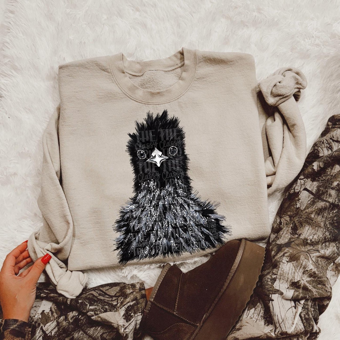 Faux Rhinestone Black Silkie Chicken | Digital Design | PNG | Sublimation | DTF | Agriculture | Chicken Shirt Design | Country | Trending