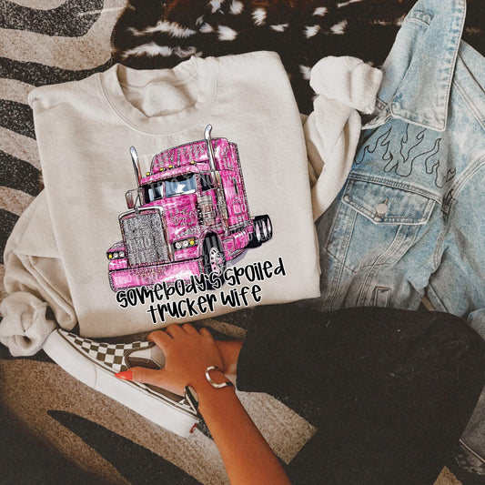Faux Rhinestone Somebody's Spoiled Trucker Wife | Digital Design | PNG | Sublimation | DTF | Shirt Design | Original Designer | Trending