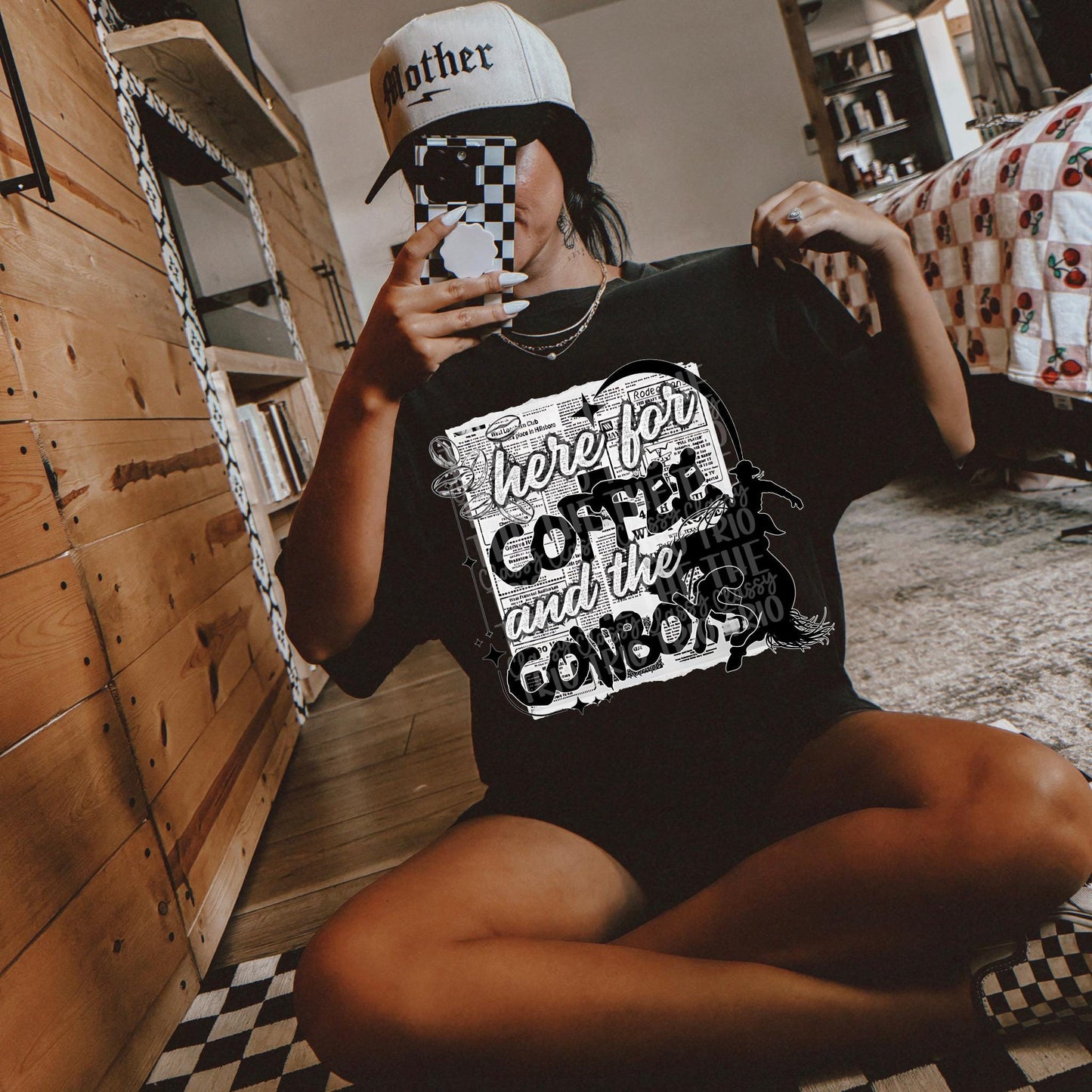 Coffee and Cowboys | Digital Design | PNG | Sublimation | Newspaper | Retro Western | Country Shirt Design | Trend Shirt | Vintage | Y2K