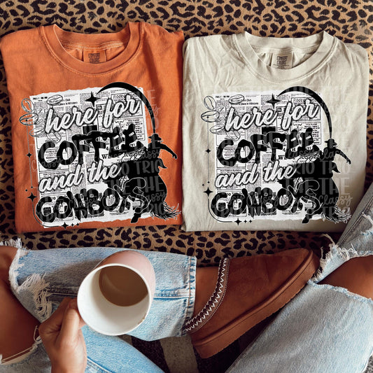 Coffee and Cowboys | Digital Design | PNG | Sublimation | Newspaper | Retro Western | Country Shirt Design | Trend Shirt | Vintage | Y2K