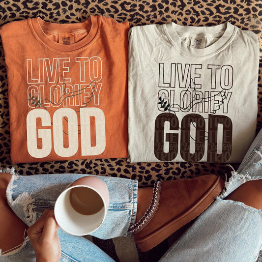 Live To Glorify God | Digital Design | PNG | Sublimation | Religious | Bible Verse | Kid Adult Shirt Design | Original Creator | Neutrals