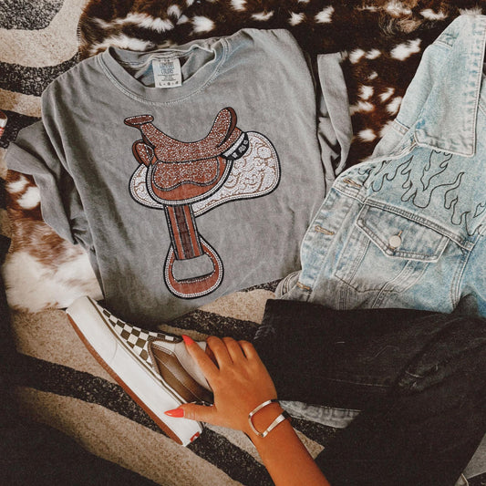 Faux Rhinestone Saddle | Digital Design | PNG | Sublimation | DTF | Horse Riding | Western Shirt Design | Country | Trending