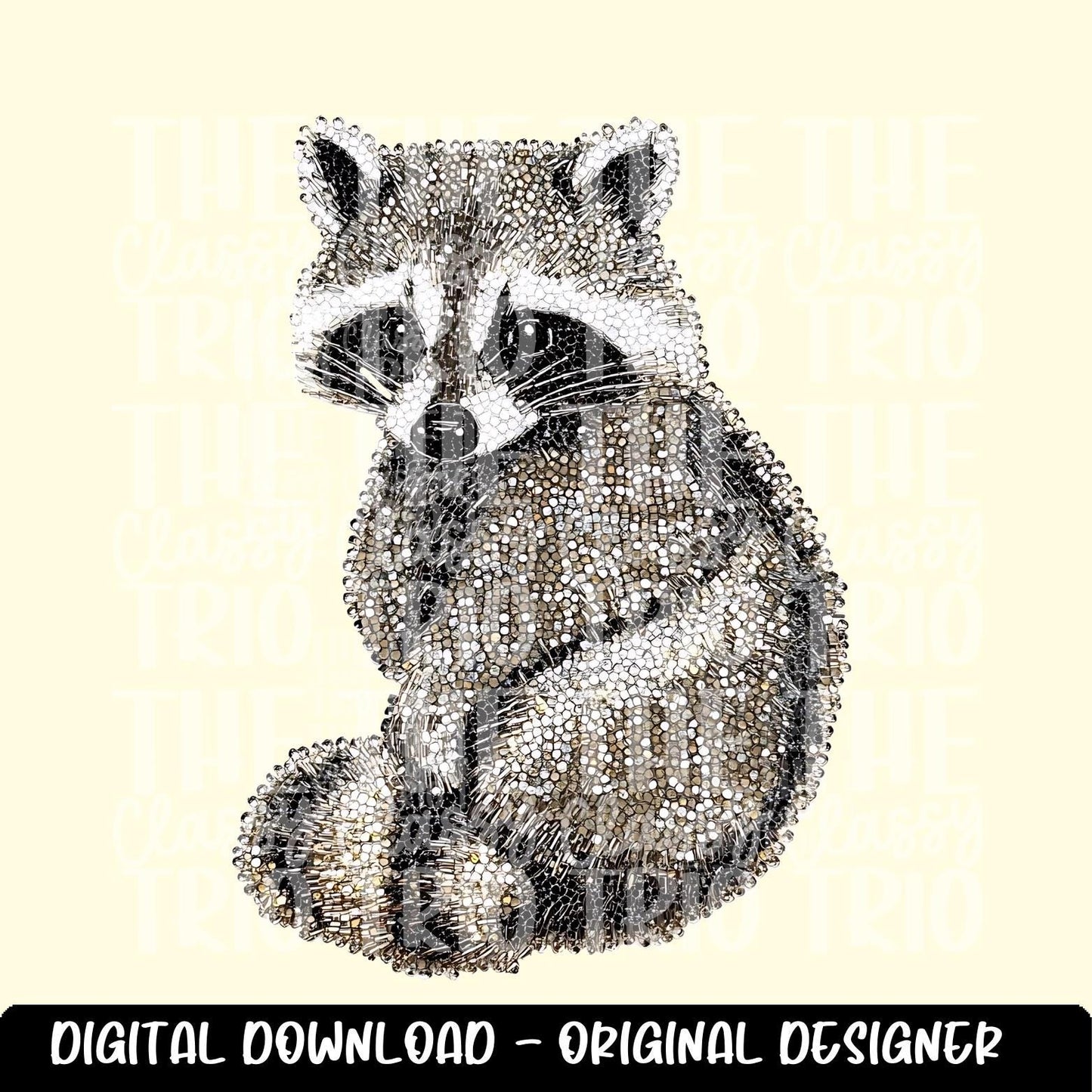 Faux Rhinestone Raccoon | Digital Design | PNG | Sublimation | DTF | Animal | Dazzle | Shirt Design | Trash Panda | Trending
