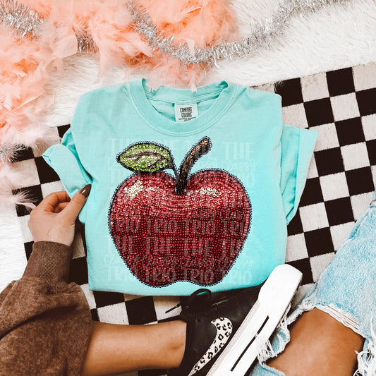 Faux Rhinestone Apple | Digital Design | PNG | Sublimation | Teacher | Dazzle | School Shirt Design | Customizable