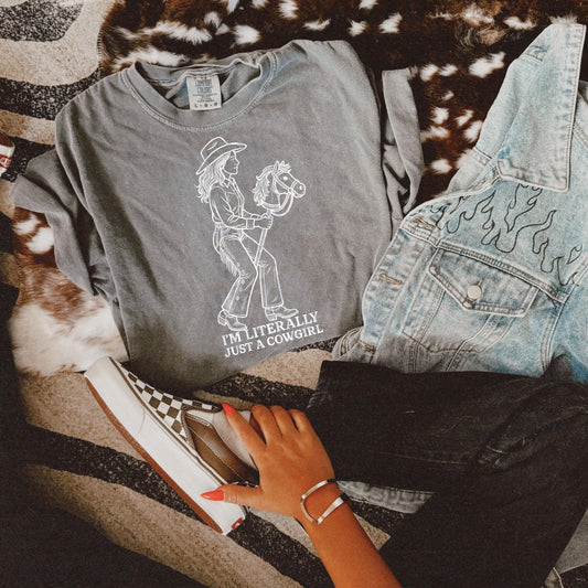 I'm Literally Just A Cowgirl | Digital Design | PNG | Sublimation | Y2K | Retro Western | Country Shirt Design | Trend Shirt | Vintage Horse