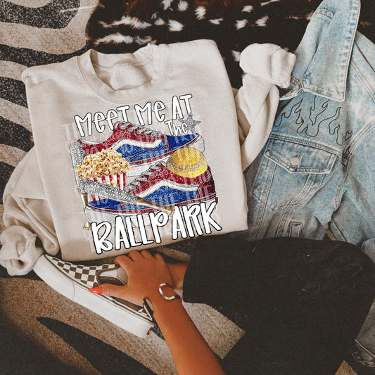 Faux Rhinestone Blue Red Shoes Softball | Digital Design | PNG | Sublimation | DTF | Ballpark | Softball Shirt Design | Sports | Trending