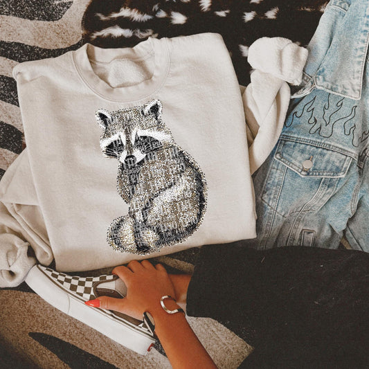 Faux Rhinestone Raccoon | Digital Design | PNG | Sublimation | DTF | Animal | Dazzle | Shirt Design | Trash Panda | Trending