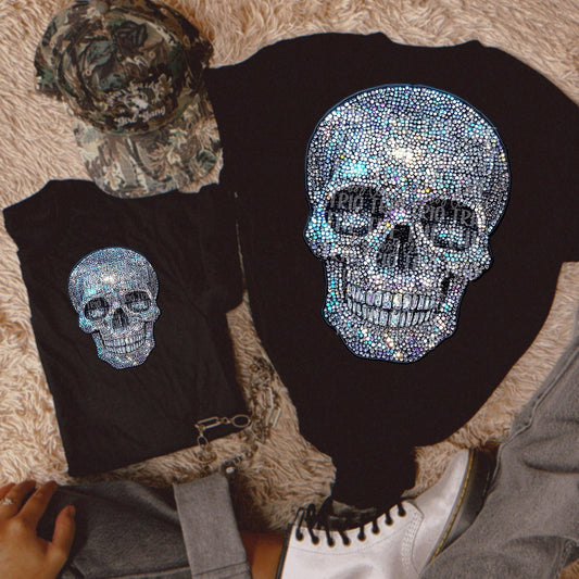 Faux Rhinestone Skull | Digital Design | PNG | Sublimation | DTF | Edgy | Dazzle | Shirt Design | Holographic | Trending