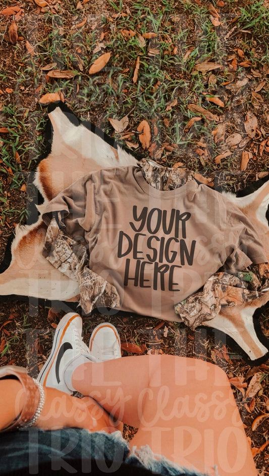 Western Outdoors Aesthetic Rug Mock-ups for Shirts | Flat Lay | Comfort Color | T-Shirt Mock Up | Camo