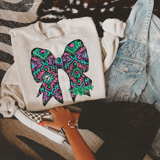 Western Aztec Mama Bow | Digital Design | PNG | Sublimation | Coquette | Retro Western | Country Shirt Design | Trending | Vintage | Azteca