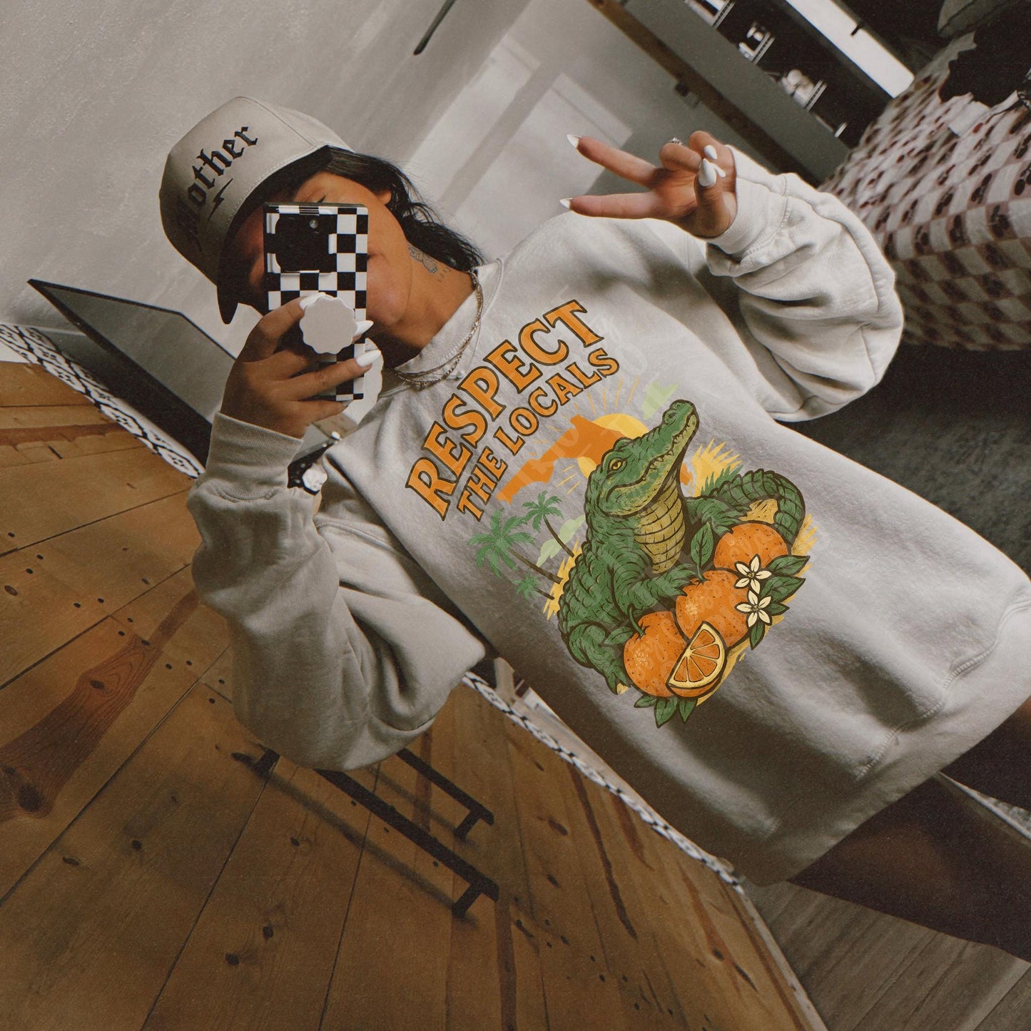 Respect the Locals | Digital Design | PNG | Sublimation | Florida | Retro | Shirt Design | Trend | Vintage Chalk Distressed | Gator Oranges