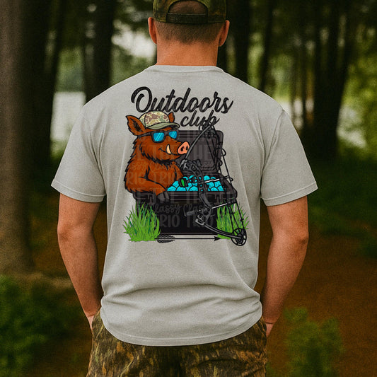 Outdoors Club Hog Boar | Digital Design | PNG | Sublimation | Agriculture | Hunting | Country Shirt Design | Men Design and Women | Original